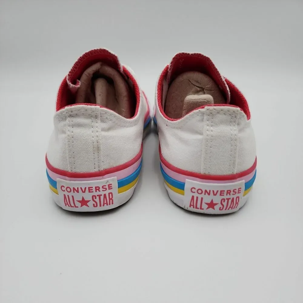 Converse Chuck Taylor All Star Ox Junior Girls Size 3.5 White Pink Sneaker Shoes